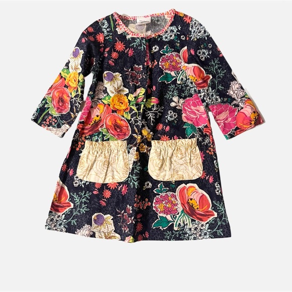 Emerald August Long-Sleeve Deep Blue Pink Green Purple  Floral Dress Size 2T - Picture 11 of 12